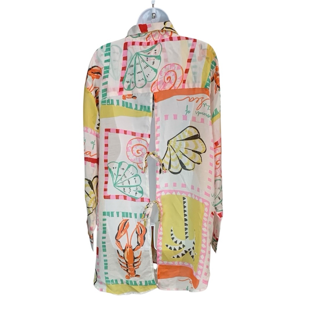 VIOLET SKY  Vibrant Graphic 2 Piece Beach Cover Up Lounge Set Sz XL - Picture 4 of 12